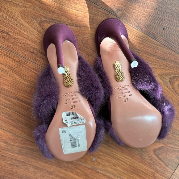 Aquazzura sandals/mule with high heels and mink fur size 37. W/ Box + dust bag - Picture 8 of 16